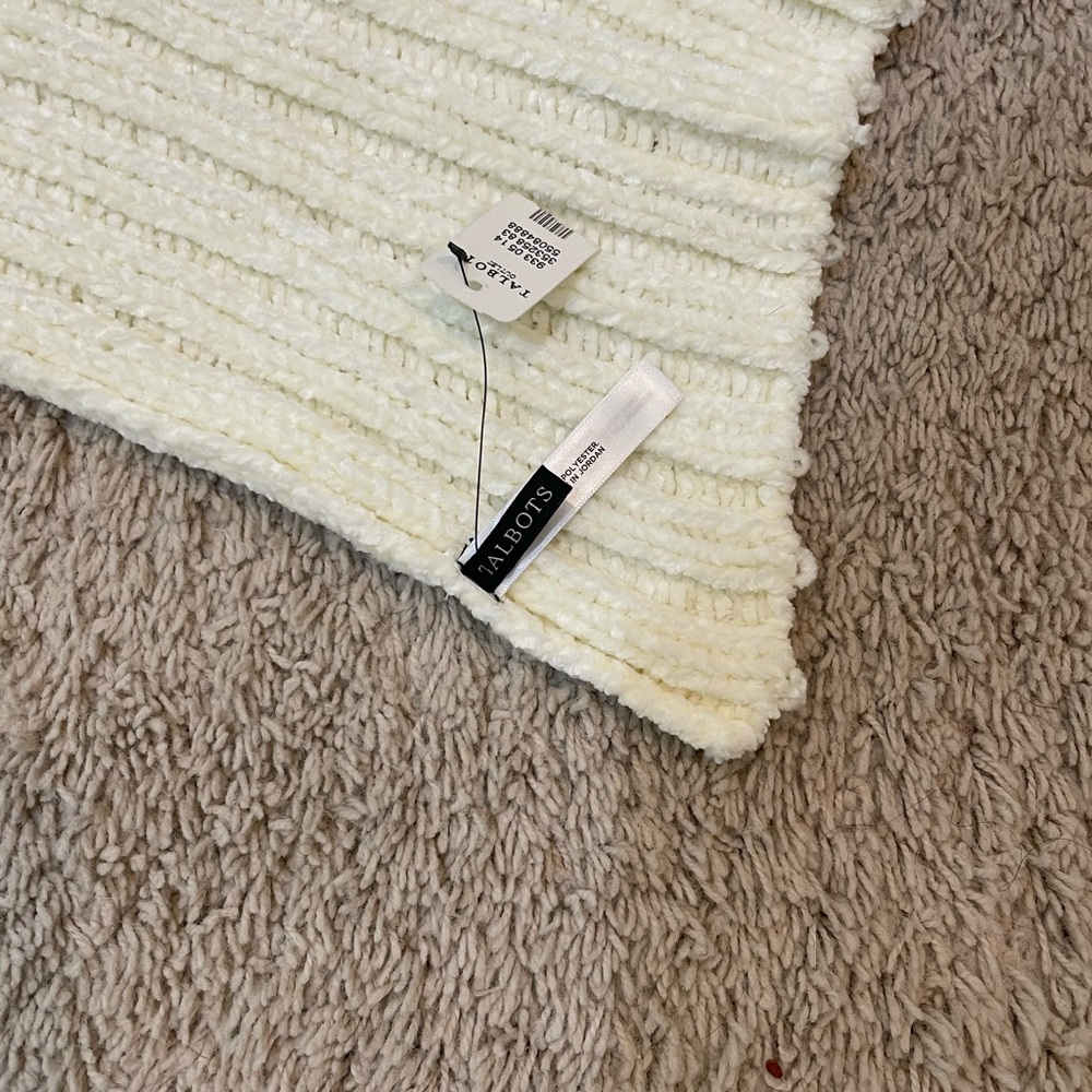Talbots Cream Ribbed Knit Scarf - Picture 2 of 2